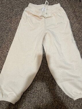 aerie Cream Elastic Waist Jogger Pants